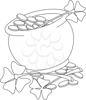illustration of a pot and clover outlined