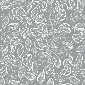 illustration of a seamless leaves white gray