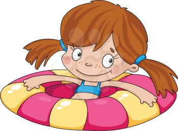 illustration of a swimmer funny girl