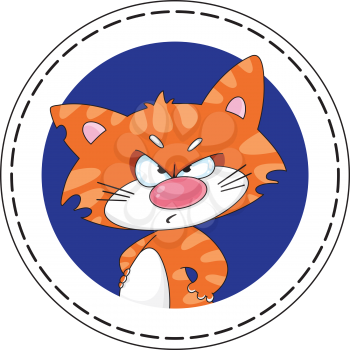 illustration of a angry red cat blue banner