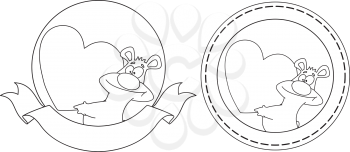 illustration of a bear and heart banner outlined