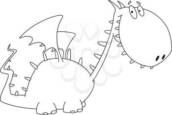 illustration of a cartoon dragon outlined