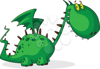 illustration of a cartoon green dragon