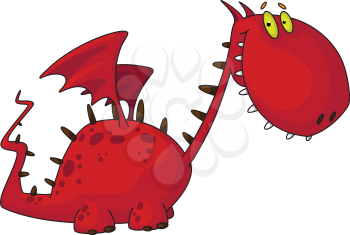 illustration of a cartoon red dragon