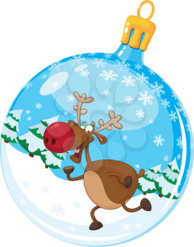 illustration of a christmas ball with deer