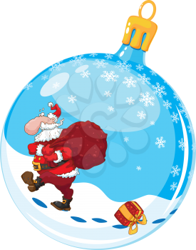 illustration of a christmas ball with Santa