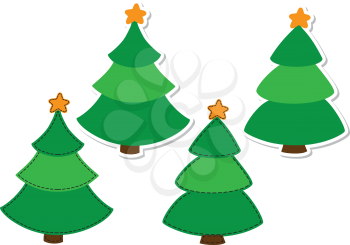 illustration of a Christmas funny tree set