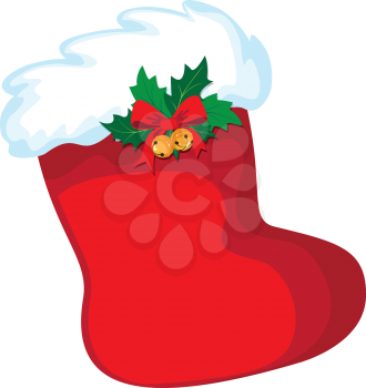 illustration of a Christmas stocking and ribbon