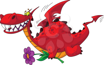 illustration of a dragon with flower