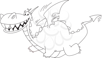 illustration of a flying dragon big outlined