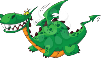illustration of a flying dragon green
