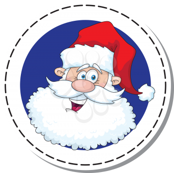 illustration of a funny santa head blue sticker