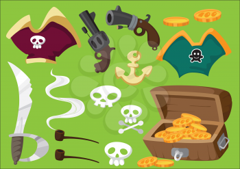 illustration of a pirate set green