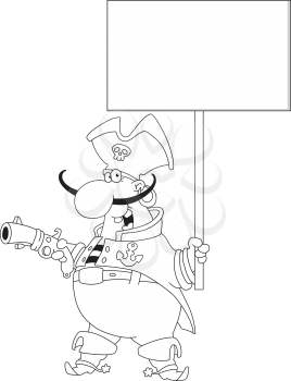 illustration of a pirate with blank sign outlined