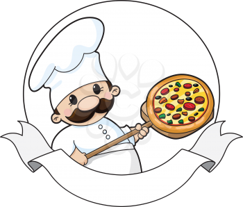 illustration of a pizza chef banner