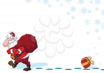 illustration of a Santa and snowflakes