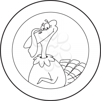 illustration of a turkey circle banner outlined