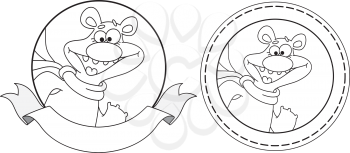 illustration of a bear head banner outlined