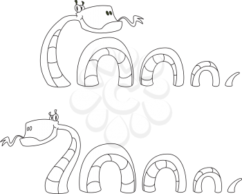 illustration of a big smile snake outlined