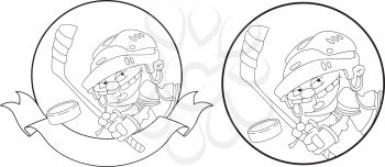 illustration of a boy hockey banner outlined