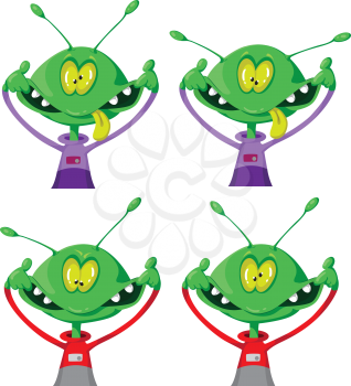illustration of a crazy alien set