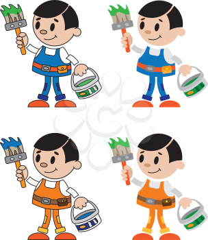 illustration of a figures of house painter