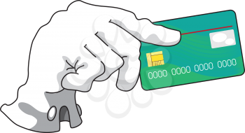 illustration of a hand with credit card white