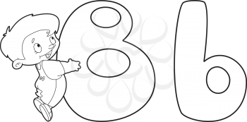 illustration of a letter B baby outlined
