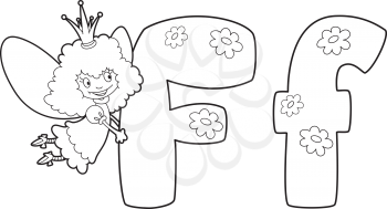illustration of a letter F fairy outlined