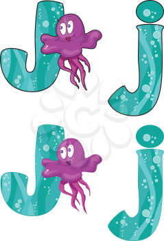 illustration of a letter J jellyfish