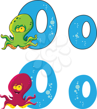illustration of a letter O octopus
