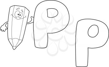 illustration of a letter P pencil green outlined