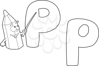 illustration of a letter P pencil outlined