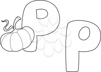 illustration of a letter P pumpkin outlined