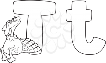 illustration of a letter T turkey outlined