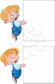illustration of a little boy and banner