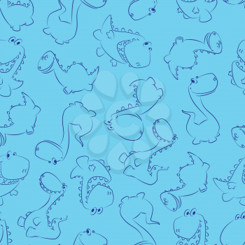 illustration of a seamless dinos blue