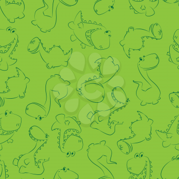 illustration of a seamless dinos green