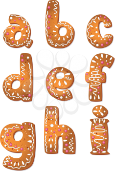 illustration of a set cookie letters A to I