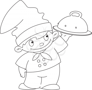 illustration of a small cook with tray outlined