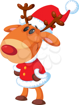 illustration of a cheerful deer Santa