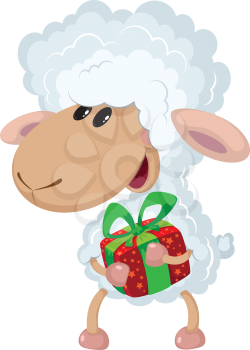 illustration of a lamb and gift