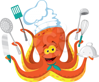 illustration of a octopus cook