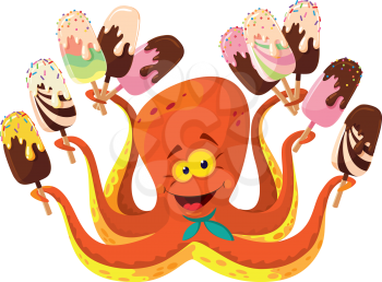 illustration of a octopus with ice cream