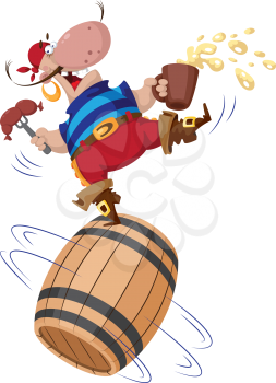 illustration of a pirate on a barrel