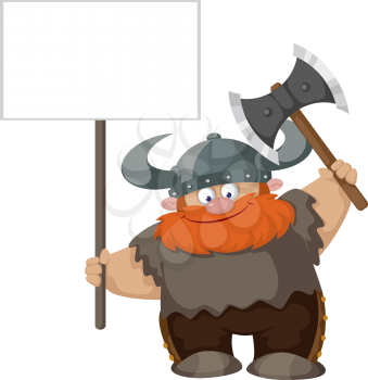 illustration of a viking with blank sign