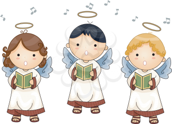 Royalty Free Clipart Image of Angels Singing