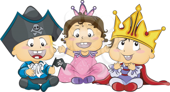 Royalty Free Clipart Image of Little Ones in Costume