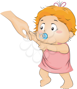 Royalty Free Clipart Image of a Baby Trying to Walk