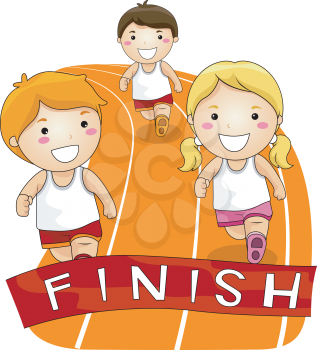 Royalty Free Clipart Image of Children Running a Race